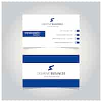 Vecteur gratuit lettre s logo carte d'affaires corporative minimale avec couleur blanche et bleue