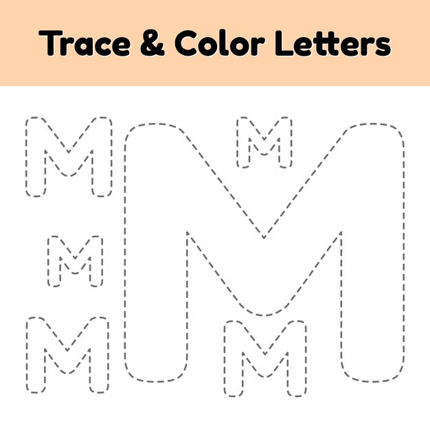 Lettre De Trace Pour La Maternelle Et Les Enfants D Age Prescolaire Ecrire Et Colorier V Vecteur Premium