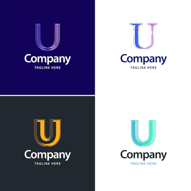 Vecteur gratuit lettre u big logo pack design création de logos modernes et créatifs pour votre entreprise illustration vectorielle de nom de marque