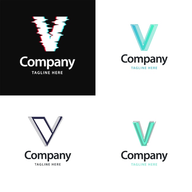 Vecteur gratuit lettre v big logo pack design création de logos modernes et créatifs pour votre entreprise illustration vectorielle de nom de marque
