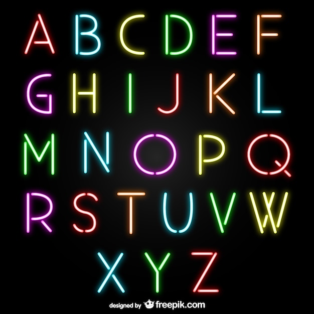 Vecteur gratuit lettres de l'alphabet néon