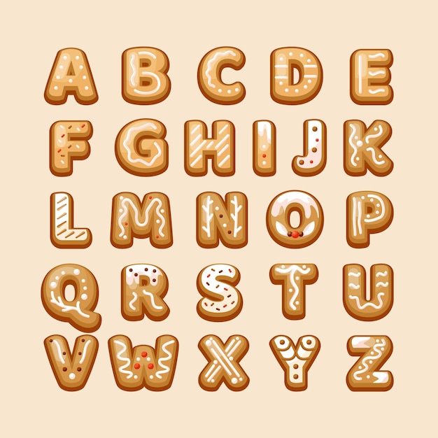 Lettres De L'alphabet De Noël En Pain D'épice