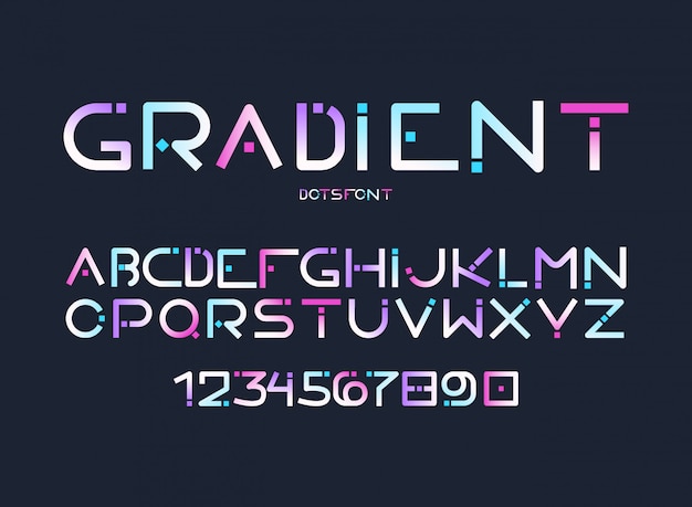 Lettres Dégradées Alphabet Anglais, Vecteur De Chiffres
