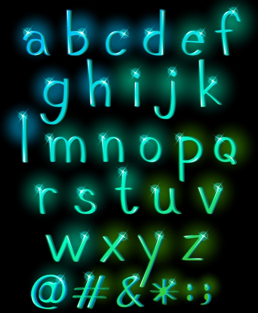 Vecteur gratuit lettres étincelantes de l'alphabet