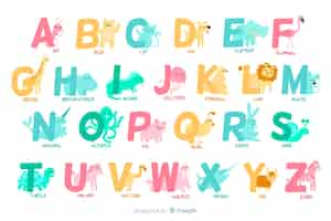 Vecteur gratuit lettres de a à z avec alphabet animal