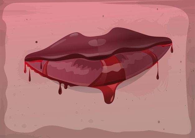 Lèvres féminines rouges dans le sang. illustration vectorielle vintage