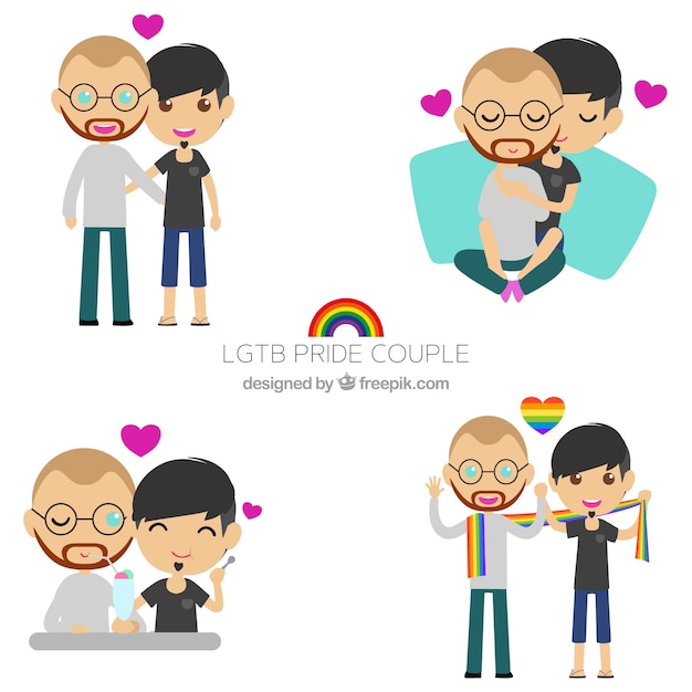 Lgbt Fierté Couple Collection Dans Un Style Plat