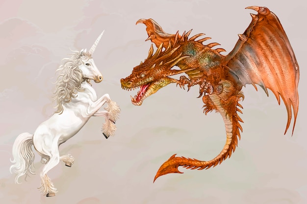 Licorne Et Un Dragon