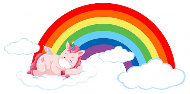 Licorne Rose Sur Le Nuage