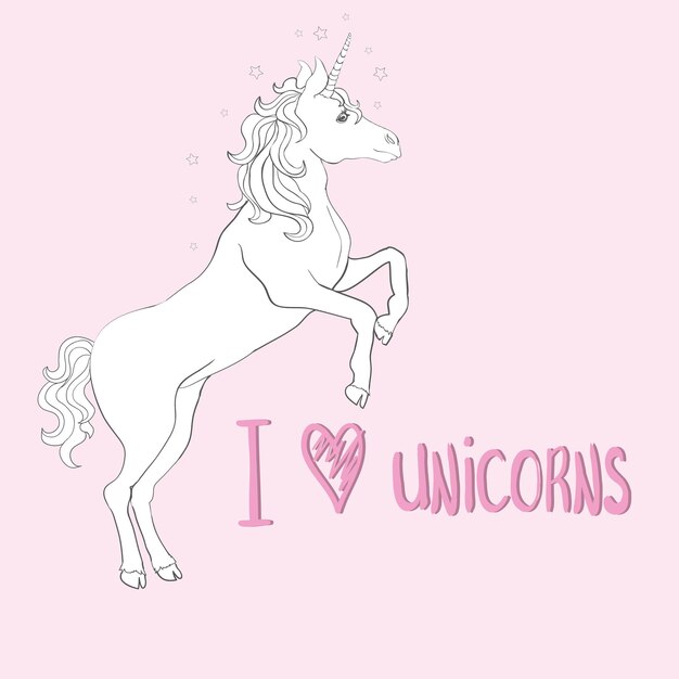 Les Licornes Sont Une Vraie Citation Dessin D Illustration Vectorielle Impression Graphique De Licorne Mignonne Isolee Sur Fond Blanc Vecteur Premium