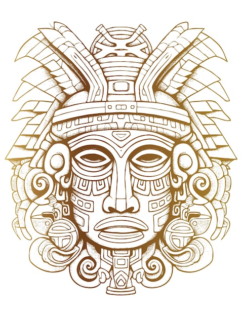 Vecteur gratuit ligne d'art en or tête tribale