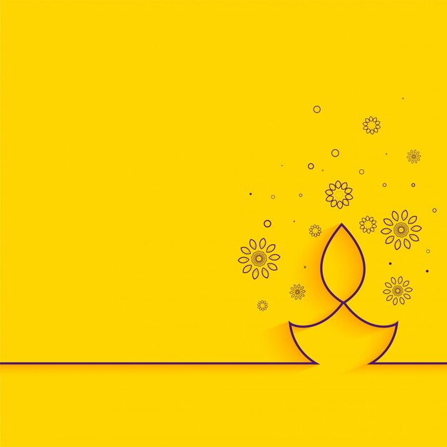 Ligne créative sur les voeux de diwali minimal fond jaune