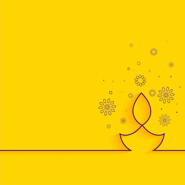 Ligne créative sur les voeux de diwali minimal fond jaune