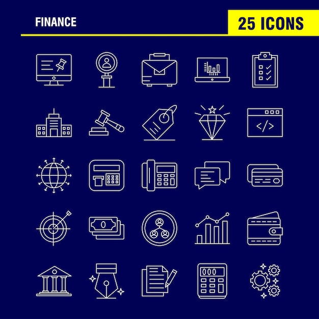 Ligne de finances Icons Set pour infographie, Kit Mobile UX / UI