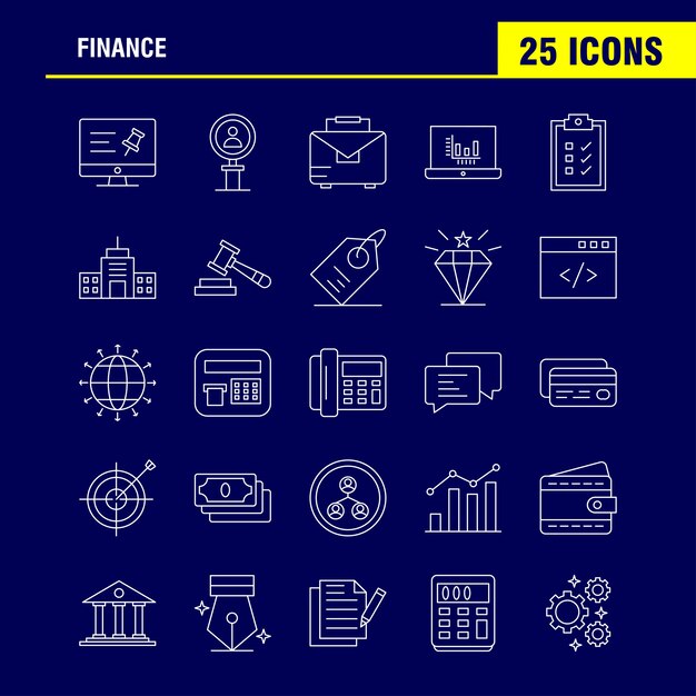 Ligne de finances Icons Set pour infographie, Kit Mobile UX / UI