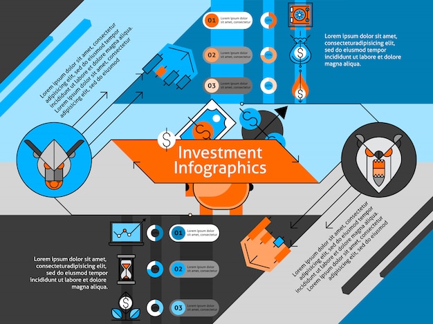 Vecteur gratuit ligne d'infographie de ligne d'investissement