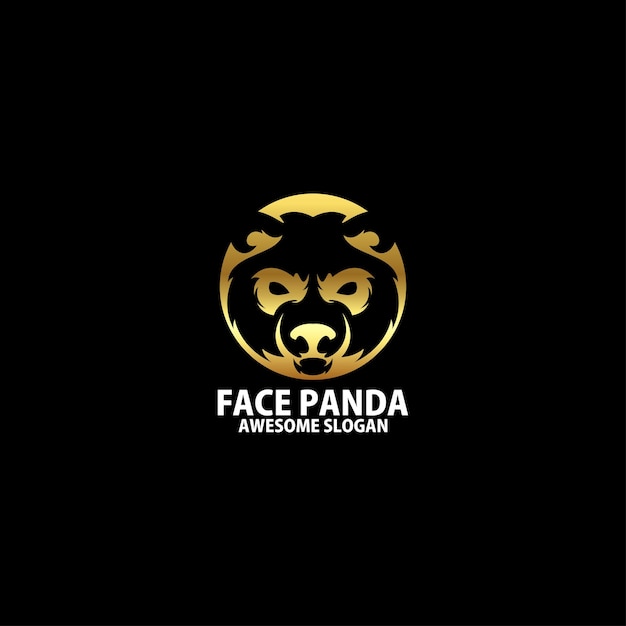 Ligne de luxe de conception de logo de panda de visage