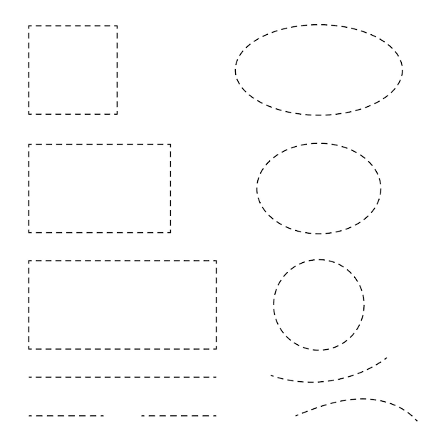 Vecteur gratuit lignes pointillées, cercles et bordures de boîtes
