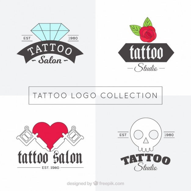 Vecteur gratuit linéaires logos studio tattoos set