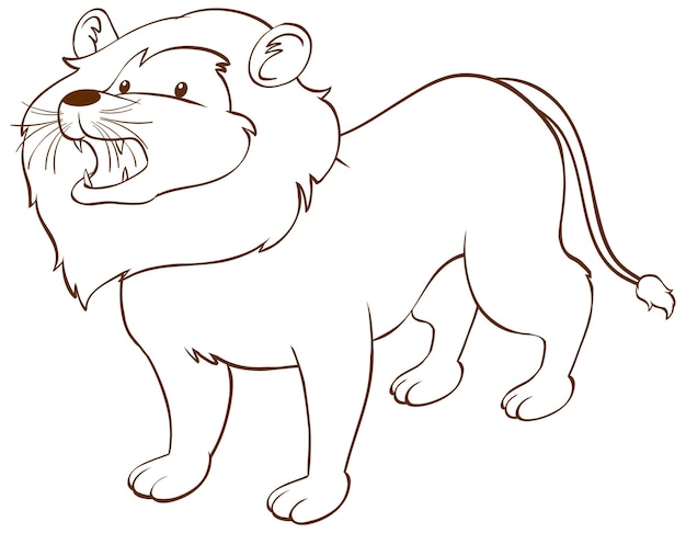 Lion dans un style simple doodle sur fond blanc