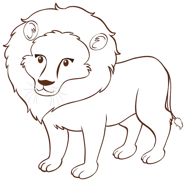 Lion Dans Un Style Simple Doodle