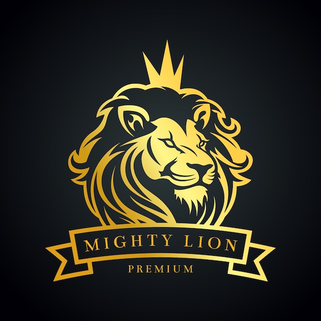 Lion dégradé avec modèle de logo couronne
