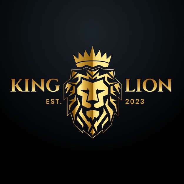 Vecteur gratuit lion en gradient avec le logo de la couronne