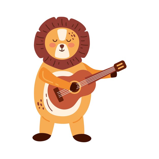 le lion jouant de la guitare