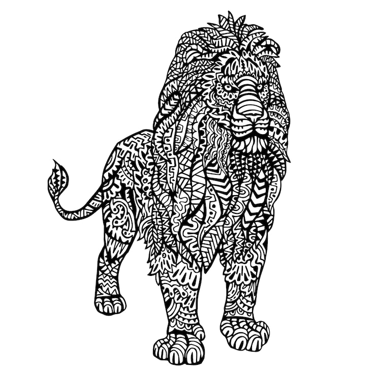 Vecteur gratuit lion main d'ornement dessiné