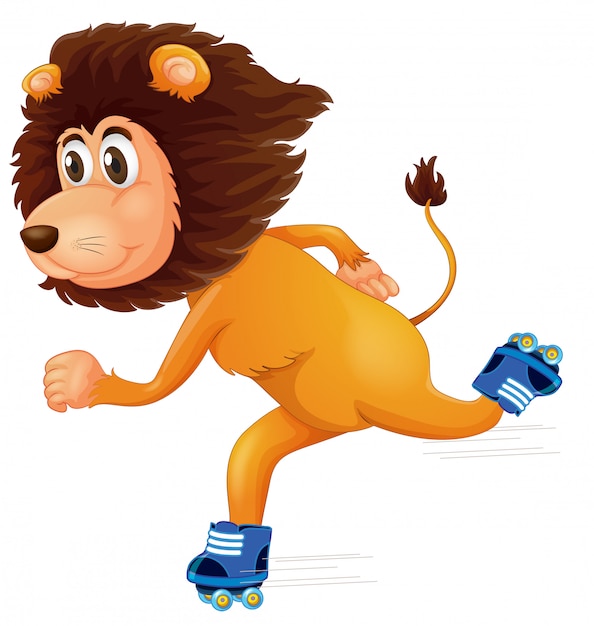 Vecteur gratuit un lion patinant