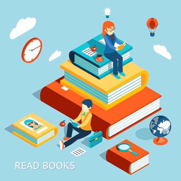 Lire le concept de livres. Éducation et école, étude et littérature.