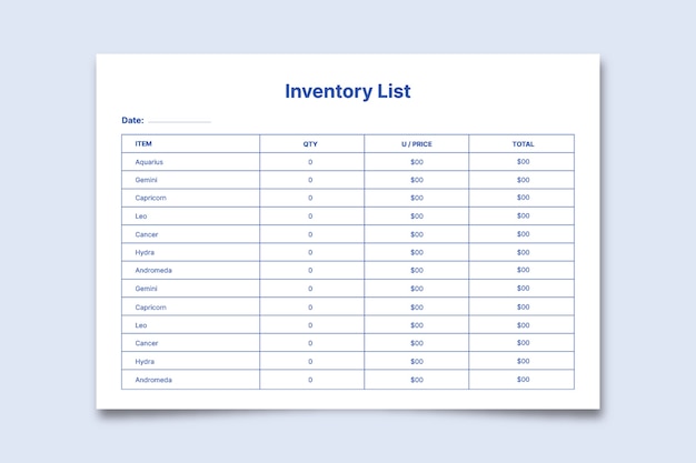 Vecteur gratuit liste de contrôle d'inventaire des stocks de magasin minimaliste