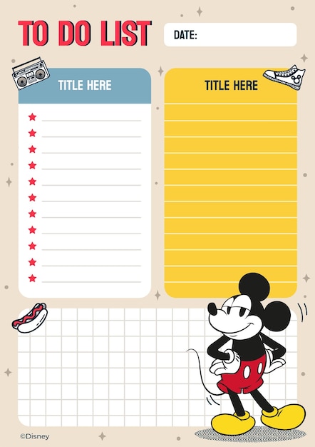 Vecteur gratuit liste de mickey mouse vintage