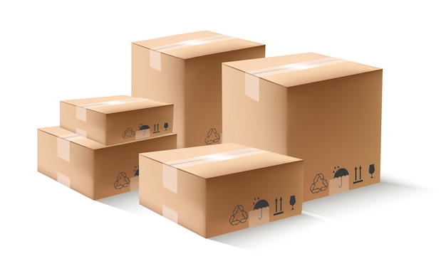 Vecteur gratuit livraison carton pile de boîtes