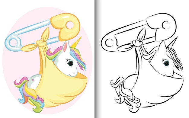 Conception De Coloriage Avec Une Licorne Mignonne Vecteur Premium Conception De Coloriage Avec Une Licorne Mignonne Vecteur Premium