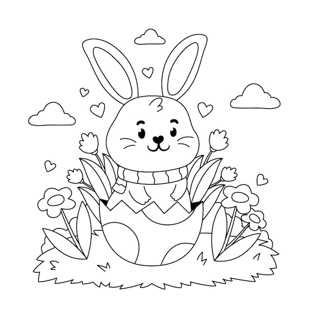 Vecteur gratuit livre de coloriage mignon avec lapin