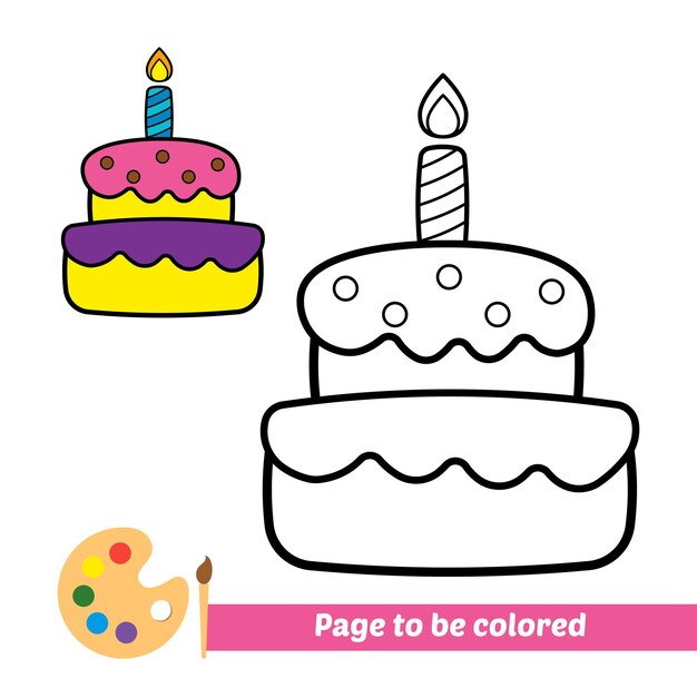 Gateau D Anniversaire Avec Bougie Et Chat Mignon Vecteur Premium