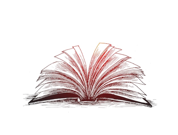 Livre Ouvert Couvert Avec Des Pages Flottant Illustration Vectorielle De Croquis Dessinés à La Main