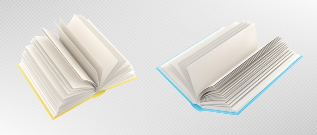 Vecteur gratuit livres ouverts 3d avec des pages blanches vierges