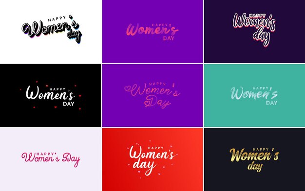 Logo Abstrait Happy Women's Day Avec Un Visage De Femme Et Un Dessin Vectoriel D'amour Dans Les Couleurs Roses Et Noires