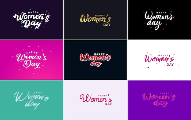 Logo Abstrait Happy Women's Day Avec Un Visage De Femme Et Un Logo Vectoriel D'amour Dans Les Couleurs Roses Et Noires