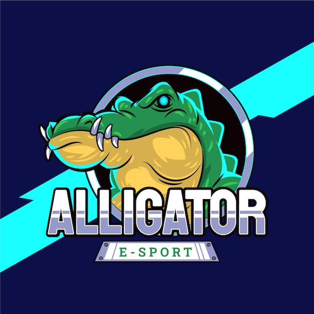 Vecteur gratuit logo alligator design plat