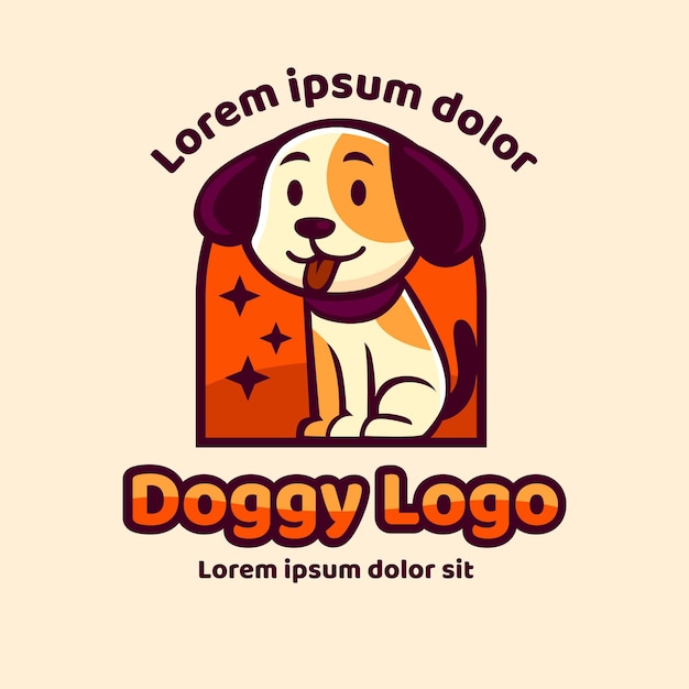 Logo Animal Chien Dessiné à La Main