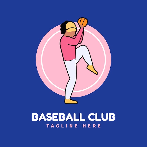 Logo de baseball design plat dessiné à la main