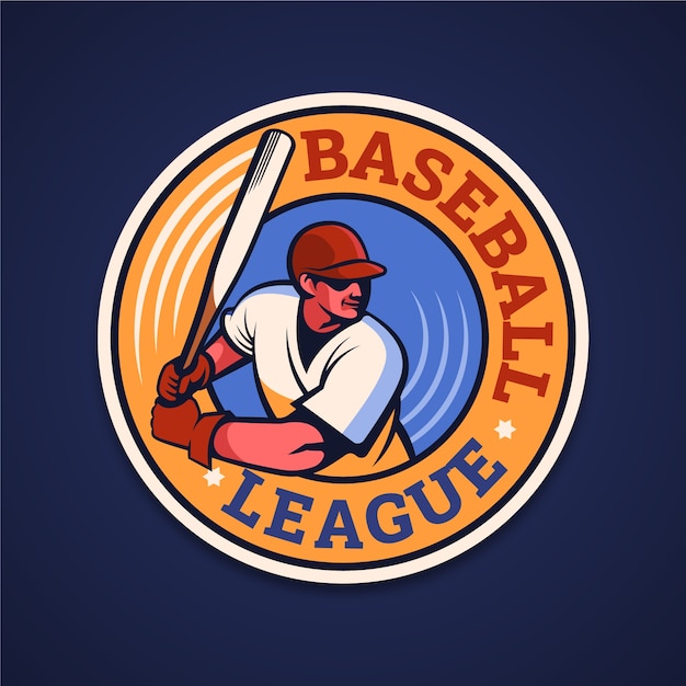Logo de baseball design plat dessiné à la main