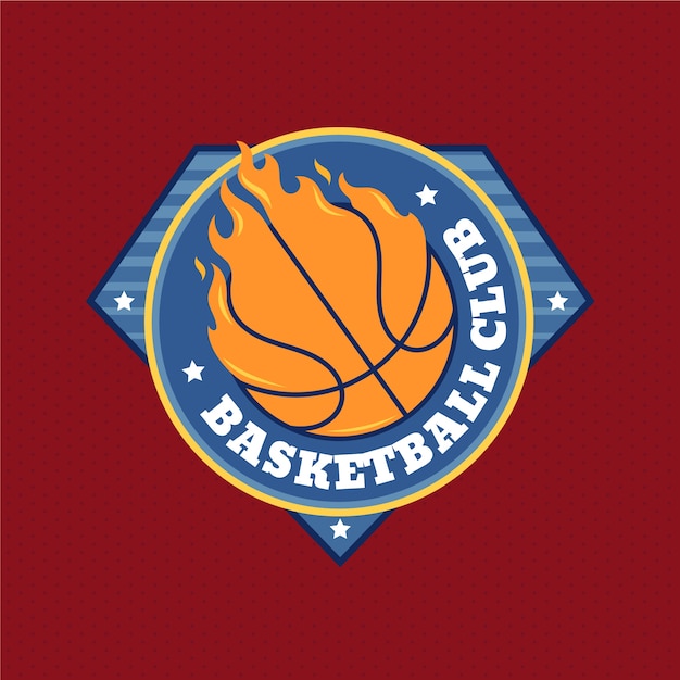 Vecteur gratuit logo de basket-ball design plat dessiné à la main