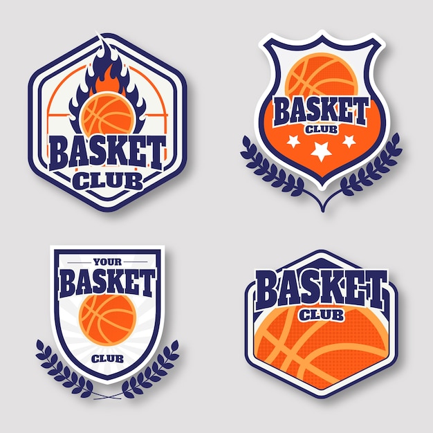 Logo de basket-ball design plat dessiné à la main