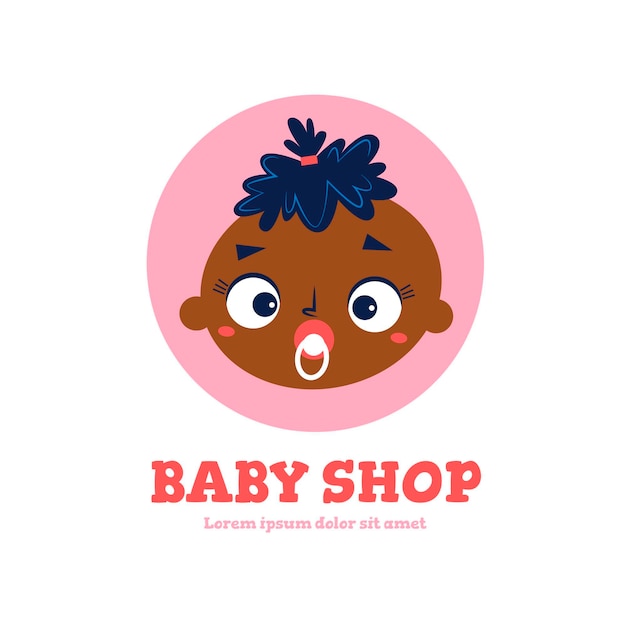 Vecteur gratuit logo bébé détaillé avec bébé et tétine