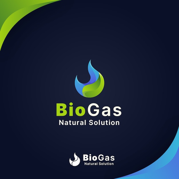 Vecteur gratuit logo de biogaz de l'industrie dégradée