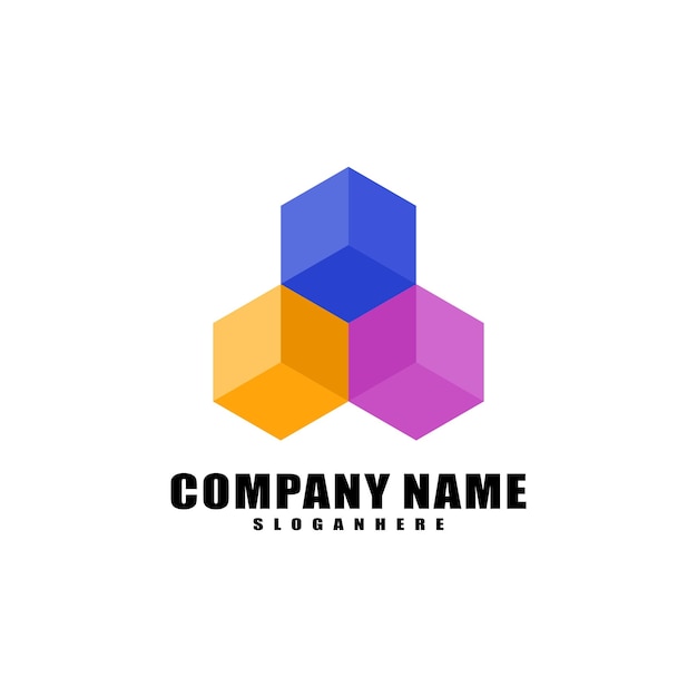 Vecteur gratuit logo de boîte géométrique colorée